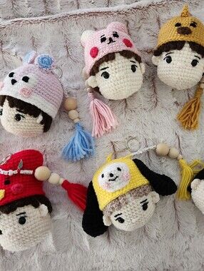 BTS Crochet Character Keychains - Assorted Colors and  sold separately